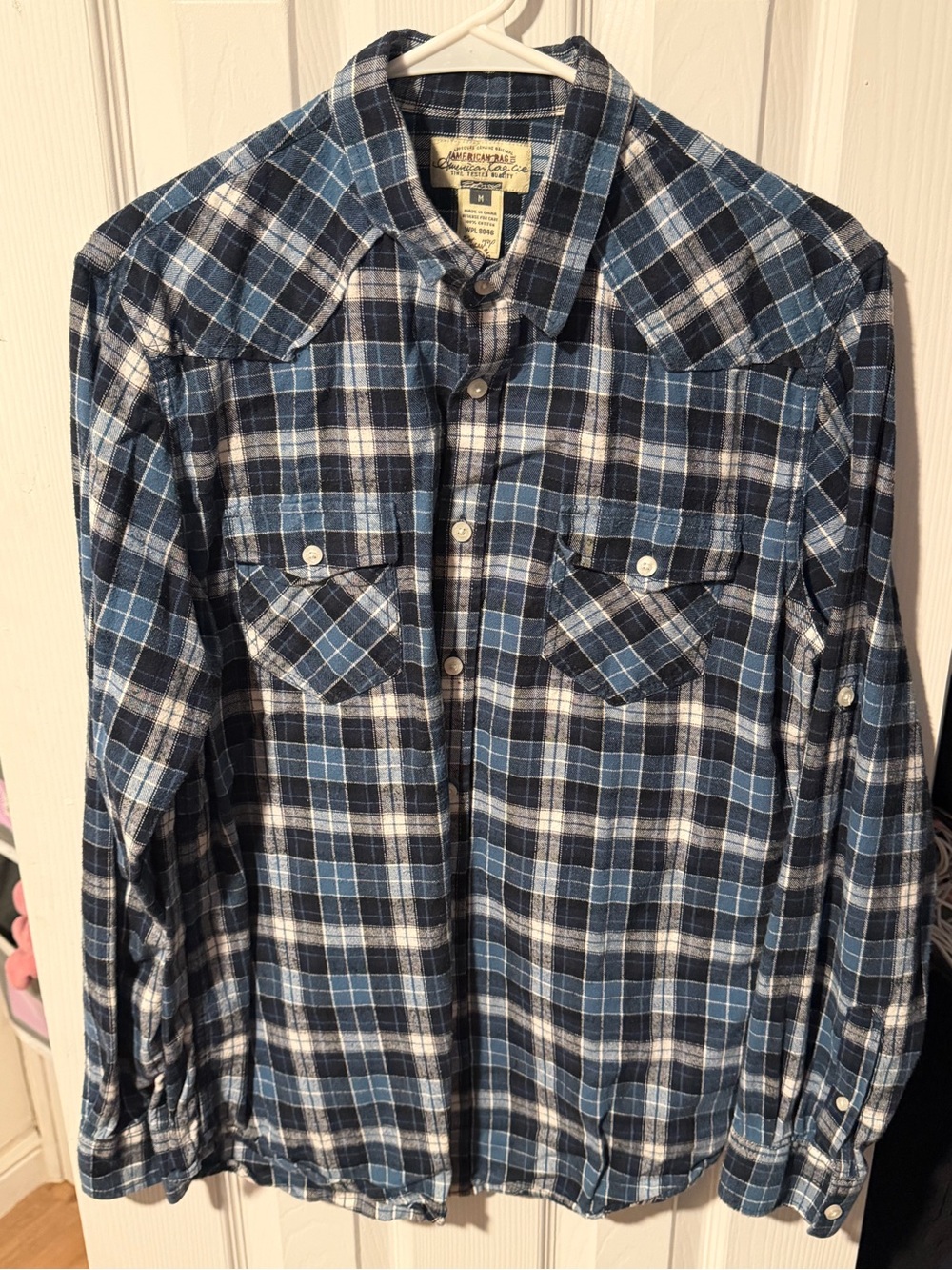 American Rag Blue and White Plaid Button-Down Shirt
